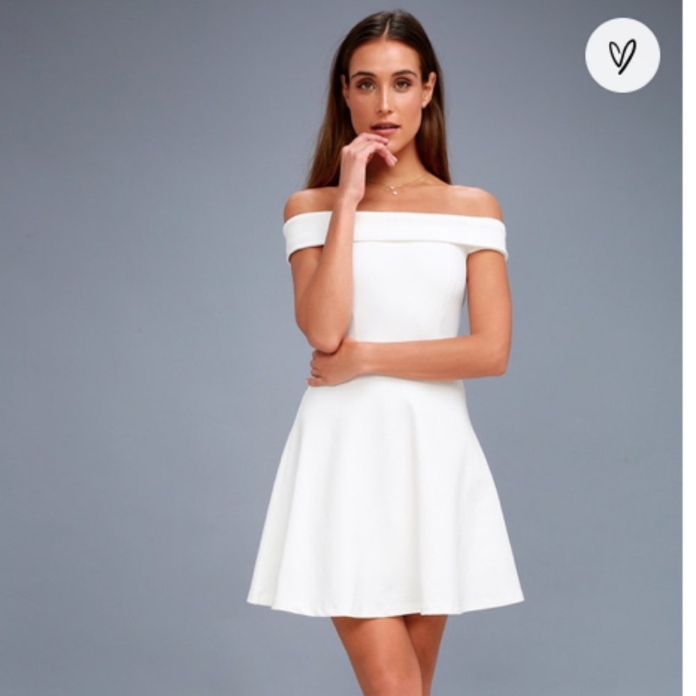 NWT Lulus White Off-the-Shoulder Skater Dress XL